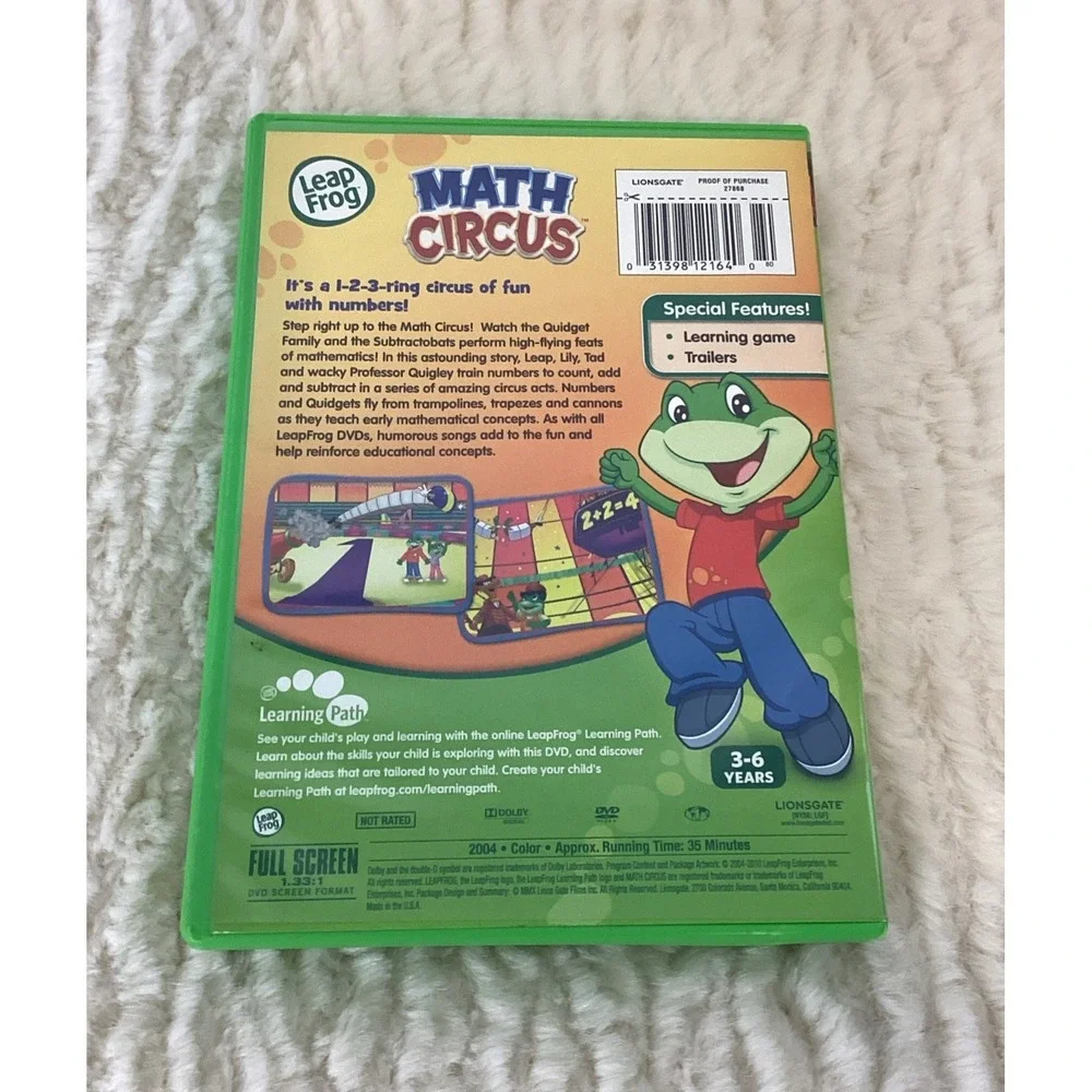 Lot of 8 Leap Frog Tag Junior Reader Books Leap Pad + Math Circus DVD - NO PEN